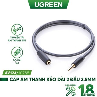 Cáp âm thanh kéo dài hai đầu chuẩn 3.5mm 1 đầu đực 1 đầu cái UGREEN AV124- Hàng phân phối chính hãng - Bảo hành 18 tháng