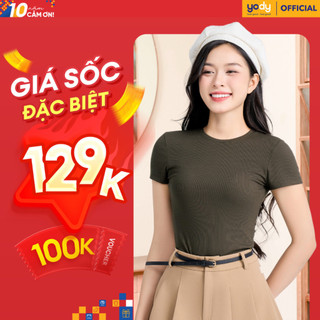 Áo phông tshirt nữ YODY thun tăm, form ôm, cổ tròn basic, thoáng mát, mềm mại TSN7274