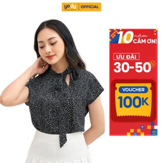 Áo sơ mi nữ yody cộc tay, cổ nơ scn6068