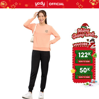 Bộ đông nữ yody bộ đồ thu đông quần dài áo dài in logo - btn5068