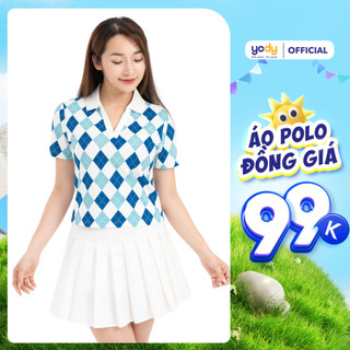 [ĐG 99K - Không đổi trả] Áo polo nữ YODY áo phông có cổ chữ V in quả trám dáng croptop trẻ trung cá tính - APN6210