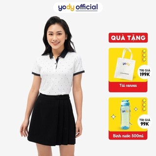 Áo polo nữ YODY mắt chim dáng suông họa tiết mỏ neo - APN5378