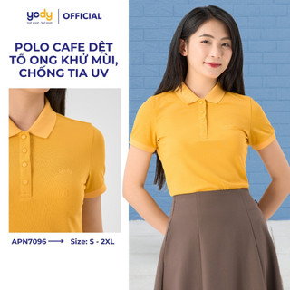 [SALE 30%] Áo thun polo nữ YODY chất liệu Cafe dệt tổ ong khử mùi thấm hút mồ hôi, chống tia UV, thoải mái APN7096