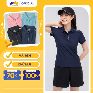 Áo thun nữ YODY polo thể thao, cổ bẻ, vải airycool thoáng mát, thấm hút tốt, co giãn SAN5002