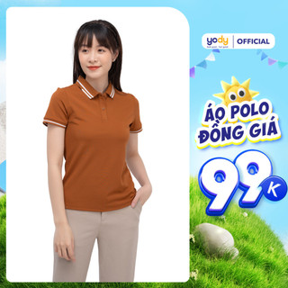 [ ĐG 99K - Không đổi trả] Áo polo nữ YODY chất cotton cafe bỏ kẻ APN5070
