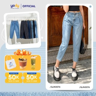 Quần jean nữ YODY dáng baggy cạp cao nhiều màu co giãn mềm mại QJN3076