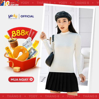  Áo thun nữ YODY giữ nhiệt thu đông cổ 3cm áo phông mềm mịn thoải mái ATN5100