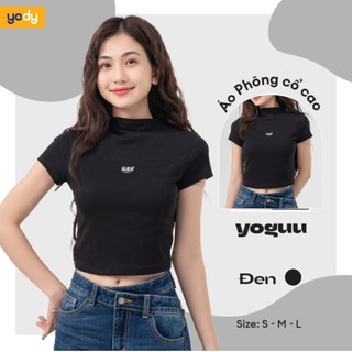  Áo croptop Yoguu  áo T-shirt cổ cao cá tính vải siêu co giãn và đàn hồi mặt vải mềm mịn GUT7028