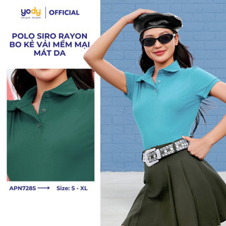 Áo thun polo nữ YODY siro rayon bo kẻ cổ chất không nhăn vải mềm mại mát da APN7285