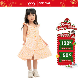 Đầm trẻ em YODY váy xòe hai dây thoải mái thoáng mát cho bé gái VAK6076