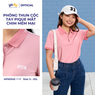 Áo polo nữ YODY phông cộc tay, vải cotton mắt chim, giữ form bền màu thoải mái mềm mại APN3340