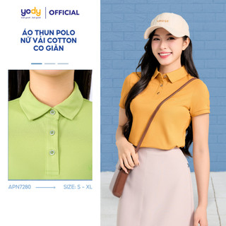 Áo phông có cổ YODY nữ tay ngắn vải cotton mắt chim cổ bẻ phông thoáng mát mềm mịn APN7280