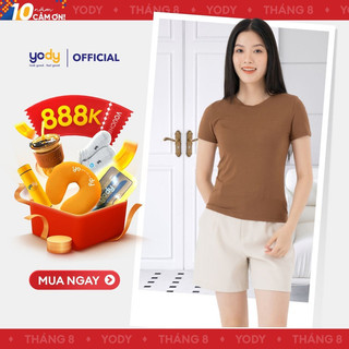 Áo thun nữ YODY cổ tim dáng ôm basic vải bamboo mềm mại TSN6288