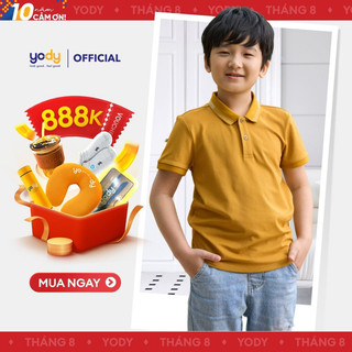 Áo polo YODY cho bé vải mắt chim thun phối bo co giãn thoáng khí APK5177