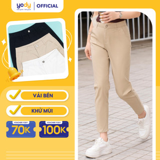 Quần kaki nữ YODY quần baggy lưng cao co giãn 4 chiều mềm mịn QJN3072