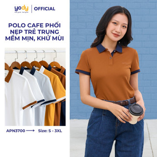 Áo thun phông polo nữ YODY cộc tay cổ bẻ vải cafe kháng khuẩn, bền màu khử mùi APN3700