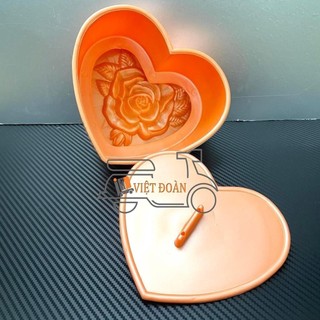 V- KHUÔN NHẤN XÔI HÌNH HOA HỒNG, HOA SEN (TIM) 3D sắc nét 15 cm. Nhựa dày, bóng đẹp