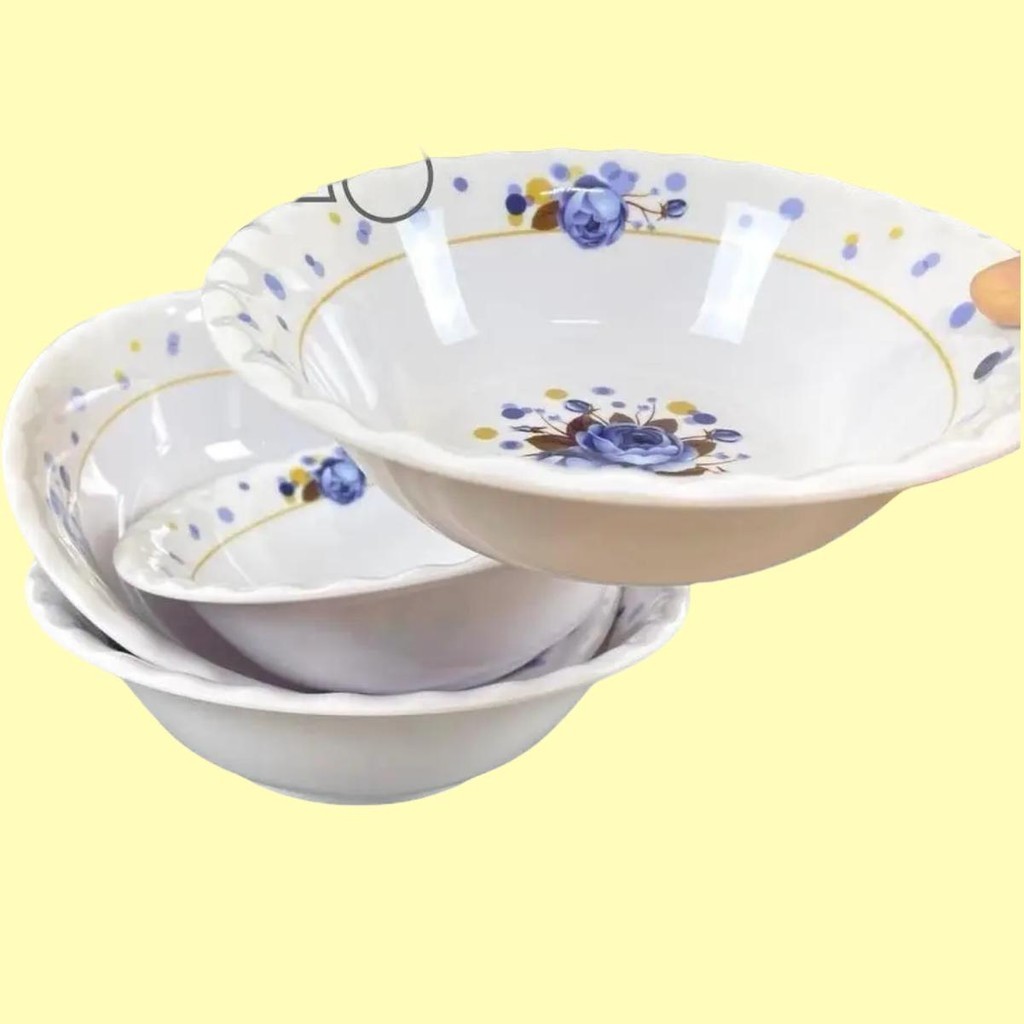 V- Bộ 5 Tô MELAMINE Bồng màu XANH mẫu viền [ BÈO ]- HÀNG VIỆT NAM CHẤT LƯỢNG. Tô chén dĩa MECA loại 
