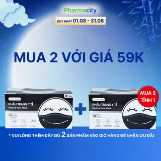 Khẩu trang Pharmacity y tế màu Đen 3 lớp