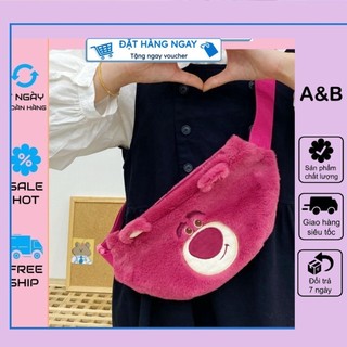 Túi Đeo Chéo Hình Gấu Dâu Disney Lotso - Túi Đeo Gấu Hoạt Hình Dễ Thương Adi .1