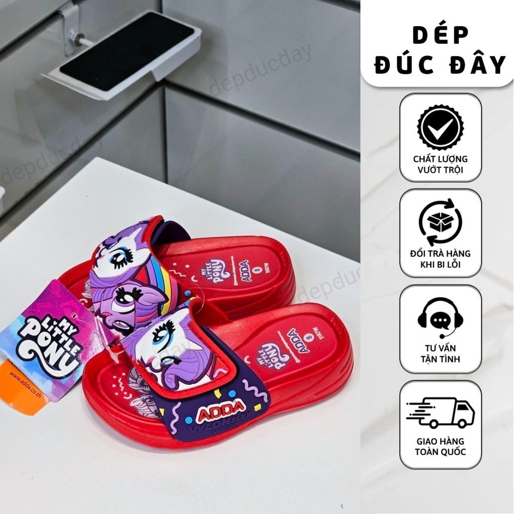 Dép Pony bé gái 31R7W hàng Thái, quai dán điều chỉnh dễ dàng, êm, hình nổi đẹp, chống trơn, nhựa an toàn