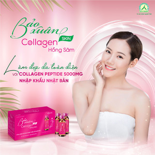 Nước Uống Bổ Sung Bảo Xuân Skin Collagen Hồng Sâm giúp hạn chế lão hóa, tăng đàn hồi cho da, làm sáng đẹp da 10 Lọ x50ml