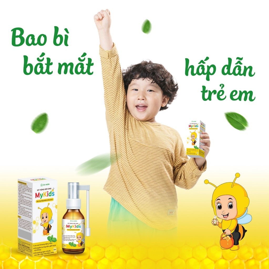 Xịt Họng Keo Ong MyKids - Hỗ trợ giảm các triệu chứng ngứa rát cổ họng, ho do viêm họng, ho gió, ho khan, ho có đờm 20ml