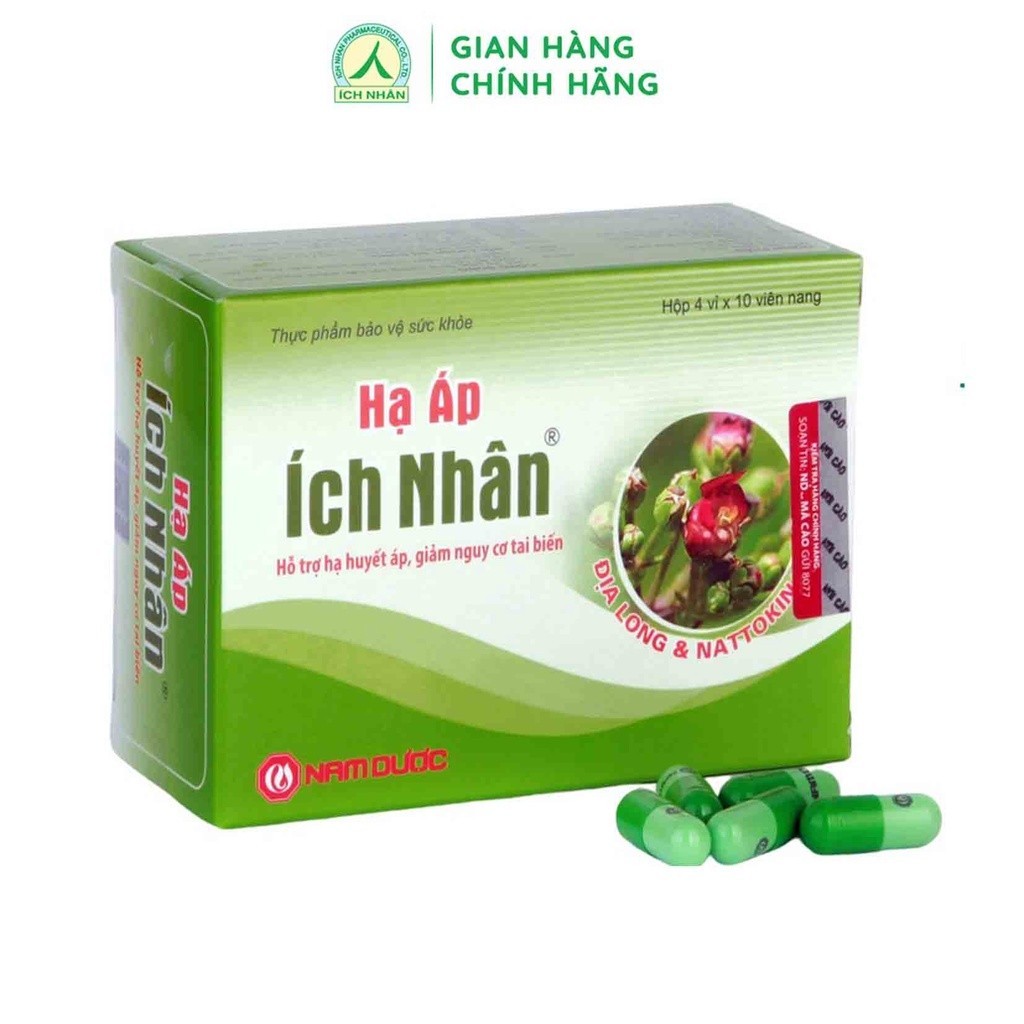 Viên uống Hạ Áp Ích Nhân chiết xuất dược liệu - duy trì  áp huyết, giảm nguy cơ tai biến - hộp 40 viên HA4