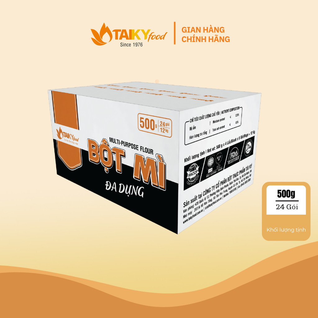 Thùng bột mì đa dụng Tài Ký 500g x 24 gói– Hàng chính hãng