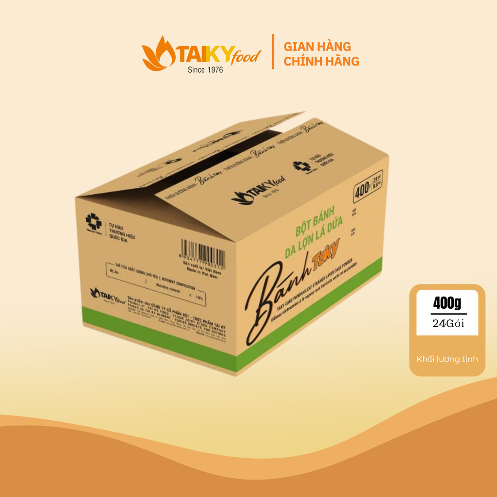 Thùng bột bánh da lợn lá dứa Tài Ký 24 gói x 400g – Hàng chính hãng