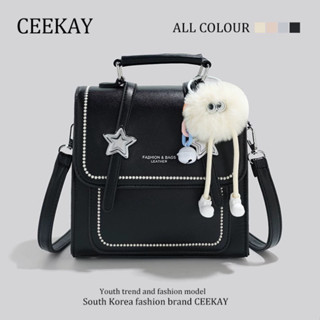Túi Balo Ceekay Chính Hãng - Túi Balo Xách Tay Da Form Vuông Nhỏ Phối Ngôi Sao Kèm Móc Gấu Nhẹ Nhàng Cá Tính
