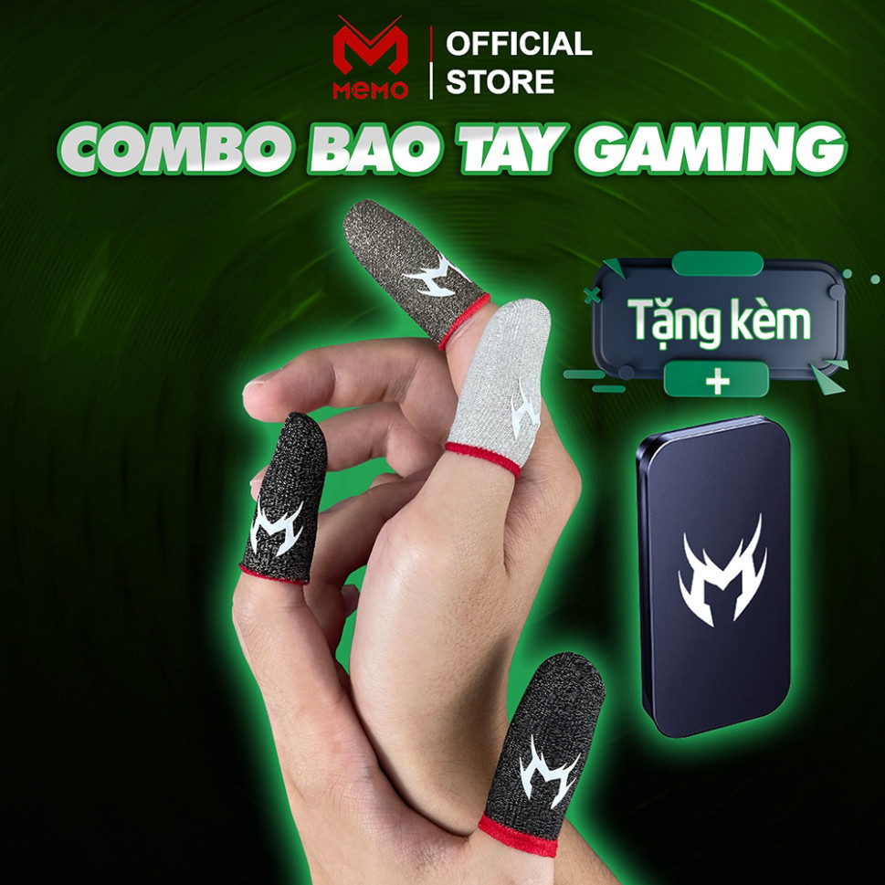 Găng tay chơi game MEMO chống mồi hôi ngón tay bao tay cảm ứng 2 ngón chơi Liên Quân mobile FF PUBG ROS trên điện thoại