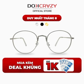 Gọng kính cận tròn nam nữ DOKCRAZY HANY Hợp Kim phong cách Hàn Quốc, Chống ánh sáng xanh,tia UV400