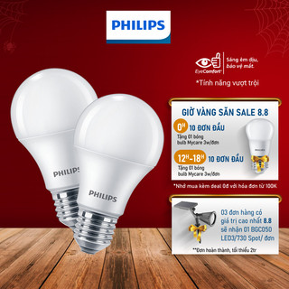Bộ 02 bóng đèn philips led bulb a60 - công suất