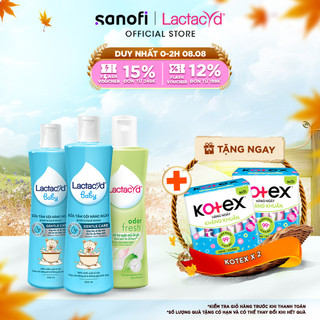 Bộ 2 chai Sữa Tắm Gội Trẻ Em Lactacyd Baby Gentle Care 250ml + 1 Dung Dịch Vệ Sinh Lactacyd Odor Fresh 250ml