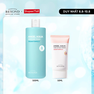 Combo kem chống nắng nâng tone angel aqua moisture toneup sun cream 50ml + nước hoa hồng angel aqua moisture toner 500ml