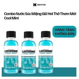 GIFT_Combo 3 Nước súc miệng giữ hơi thở thơm mát Listerine Cool Mint 100ml