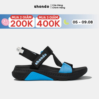 Giày Sandals Nam Nữ Shondo F7 Racing, Êm Chân, Thời Trang Đen Phối Xanh F7R1030