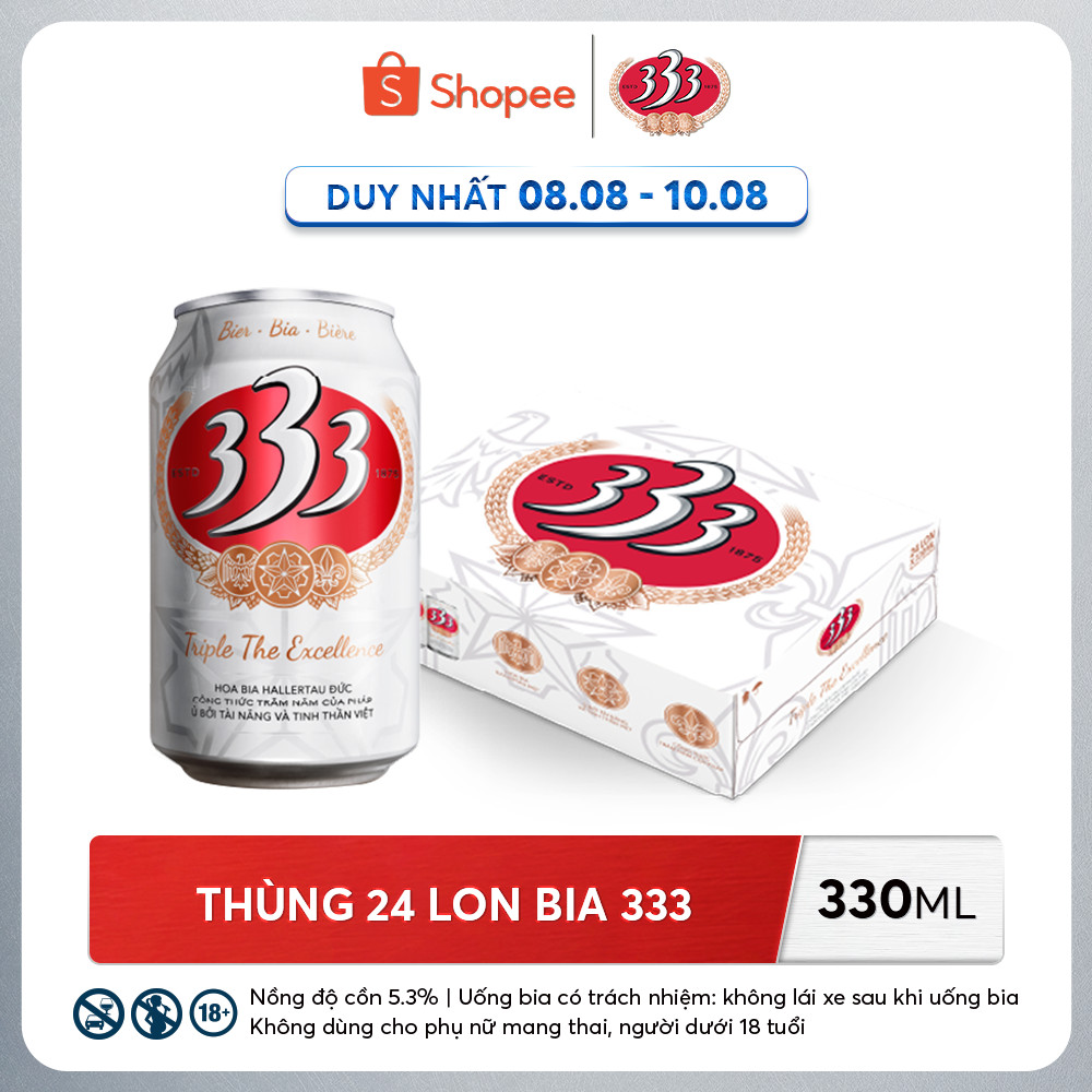 Thùng 24 lon bia 333 - 330ml/lon