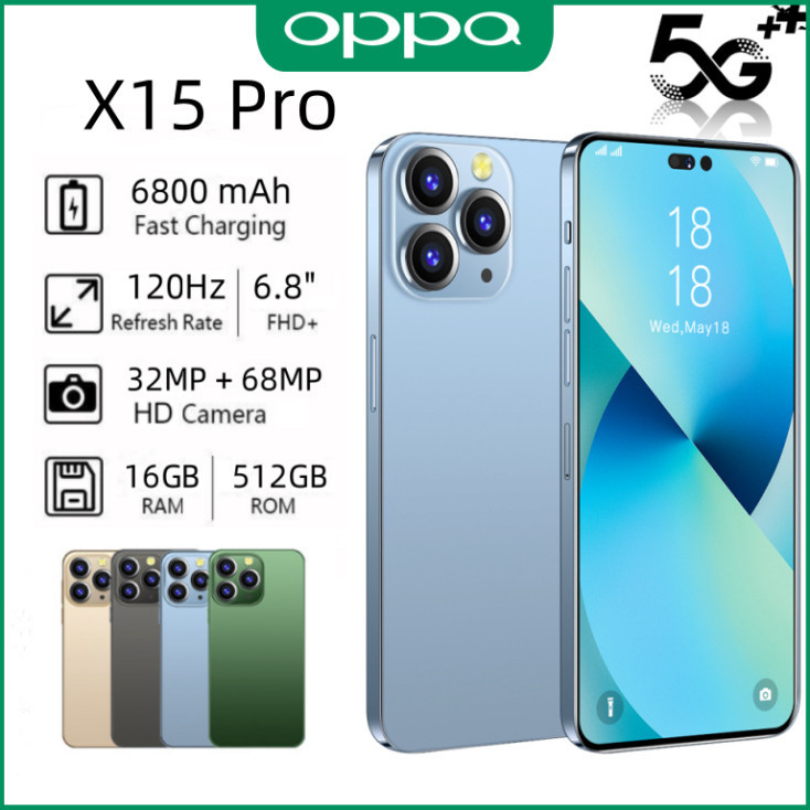 【COD】 OPPQ X15 Pro Điện thoại thông minh Android 16GB + 512GB 6800mAh 6,8 inch màn hình lớn điện thoại chơi game giá rẻ