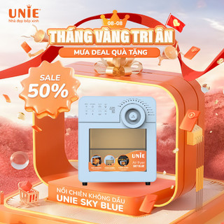 Nồi chiên không dầu Air Fryer UNIE Sky Blue dung tích lớn 14,5L công suất 1700W,đa chức năng, Phụ kiện đa dạng