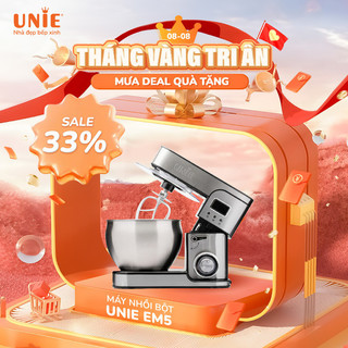 Máy nhồi bột chuyên dụng đa năng unie em5 1300w, thố trộn 8l - hàng chính hãng