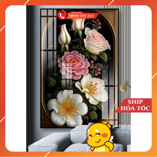 Tranh Tráng Gương Tranh Treo Tường 5D Hoa Nghệ Thuật (60x90cm)Treo Tường Phòng Khách/ Phòng Ngủ/ Decor Quán Nước