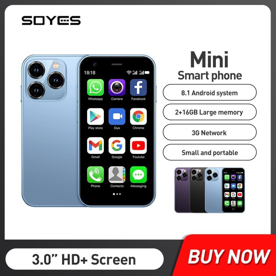 SOYES XS15 Smartphone 3G Mini, 3-inch WiFi 2GB RAM 16GB ROM Siêu Mini điện Thoại Di động 2 SIM Cực M