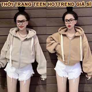 Áo Khoác Nỉ Hoodie Croptop Nữ - Áo Hoodie Phong Cách Thể Thao Street Chất Dày Dặn Có Mũ 2 Lớp