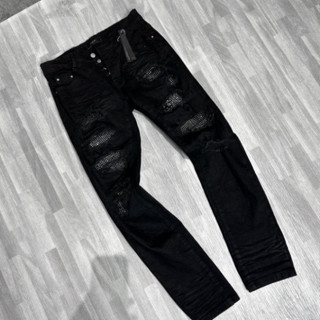 Quần Jean Đen Đính Đá Nam A.mi.ri_Vintage, Quần Bò Nam A.mi.ri Đen Vá Kim Tuyến 4 Cúc siêu đỉnh