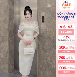 Đầm body tafta dáng dài hai dây trễ vai đi tiệc Lyra VTT123