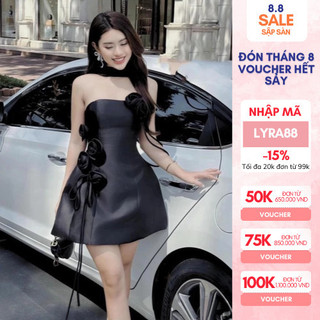 Váy tafta cúp ngực kèm joker cổ đính hoa đi tiệc Lyra VTD092