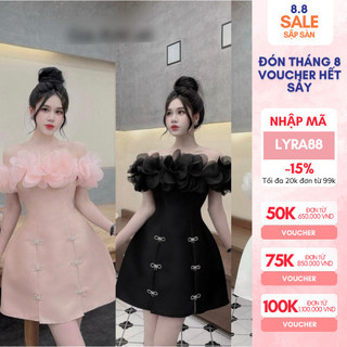 Đầm tafta trễ vai bèo ngực đính nơ đá dáng ngắn đi tiệc Lyra VTT122