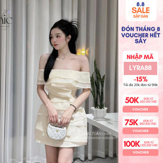Đầm trễ vai xếp ly nhiều tầng quyến rũ Lyra D001